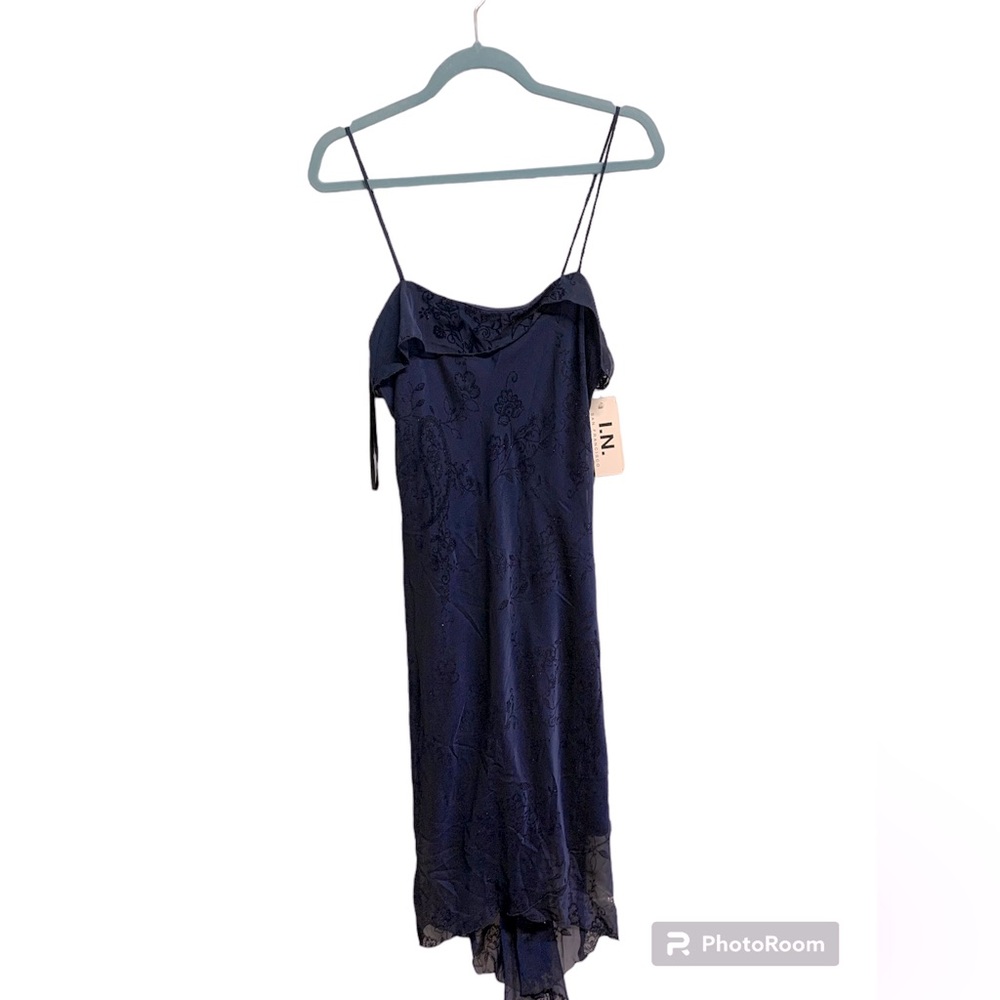 Navy blue spaghetti strap dress